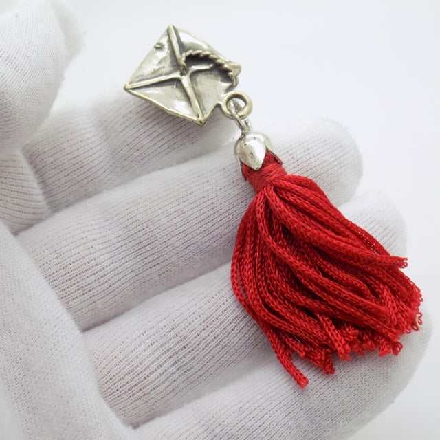 A symbolic vintage miniature depicting an academic mortarboard hat, handmade in Italy between the 1990s and 2000s in...