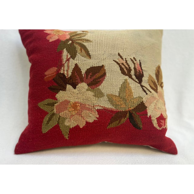 Traditional Decorative Pillow Upholstered in Woven 19th Century Aubusson Tapestry For Sale - Image 3 of 7