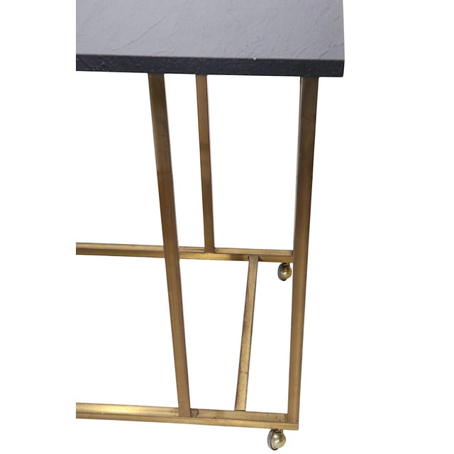 1970s Hollywood Regency Brass and Formica Serving Bar Cart For Sale In New York - Image 6 of 12