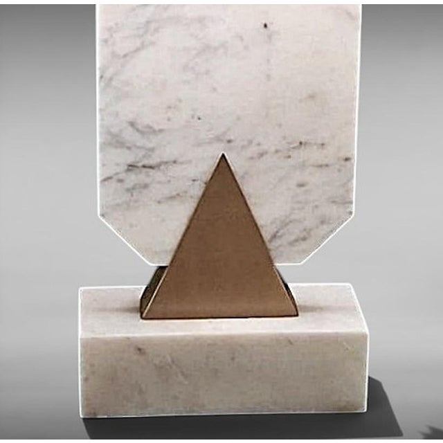 Italian Carrara Statuario White Marble and Brass Table Lamp For Sale - Image 16 of 18