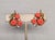 1950s Vintage 1950s Signed Crown Trifari Goldtone Faux-Coral Melon Rhinestone Clip Earrings-2 Pieces For Sale - Image 5 of 8
