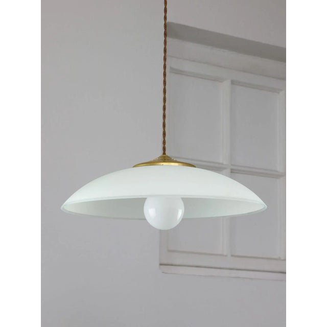 Mid-Century Italian Saucer Glass and Brass Pendant Lamp For Sale - Image 18 of 18