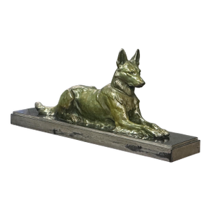 French Alsatian Dog Sculpture of Patinated Bronze by Jules Edmond Masson
