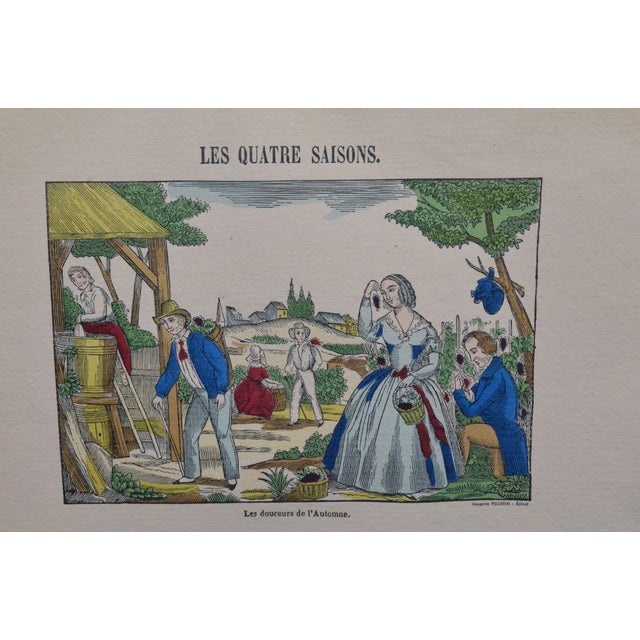 1920s Set of 4 French Imagerie Pellerin “Four Seasons” Hand-Colored Prints, Epinal For Sale - Image 18 of 18
