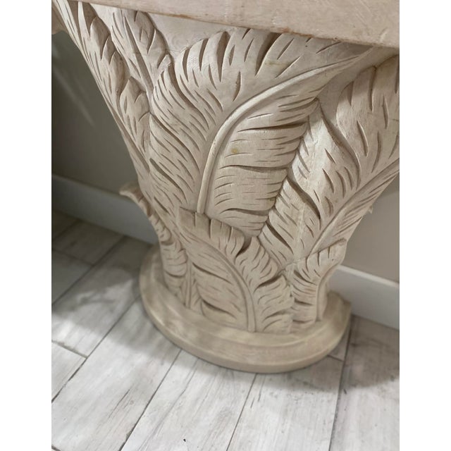 Wood Serge Roche Style Wood Carved Palm Tree Front Console Table & Mirror For Sale - Image 7 of 12