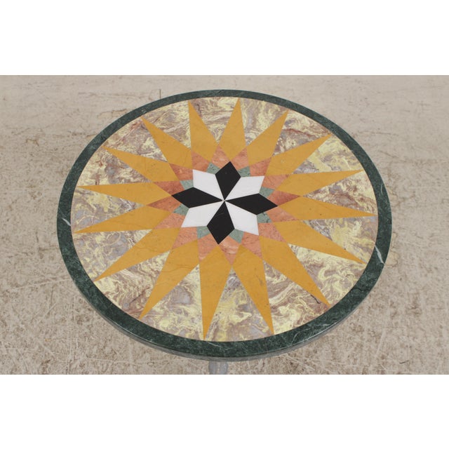 Traditional Stunning Vintage Pietra Dura Round Marble Lamp Table For Sale - Image 3 of 15