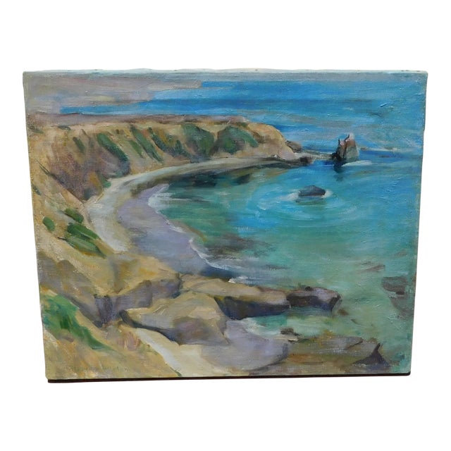 Early 20th Century Blanche Whelan Early Ca Artist, Oil Painting Coastal Scene For Sale
