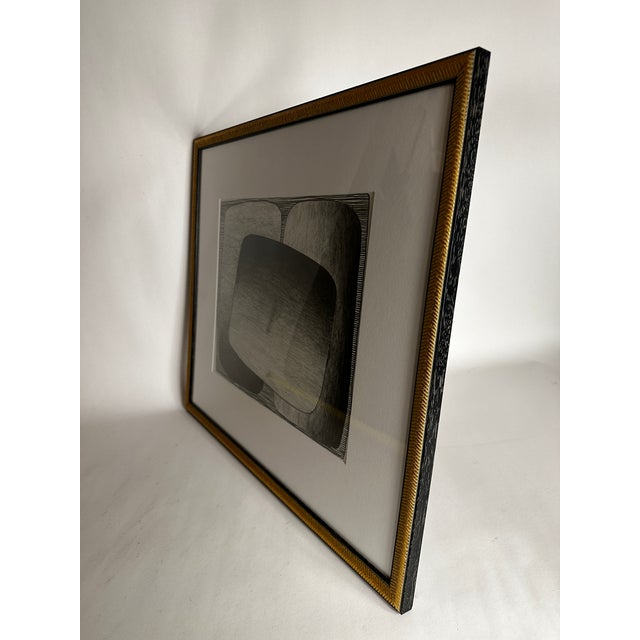 Late 20th Century Graphite Abstract Geometric Drawing Signed Achillo Sulla, Framed For Sale - Image 4 of 8