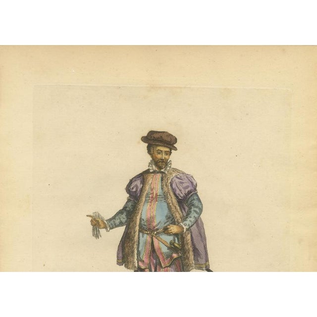 Blue European School, Habit of a Merchant of Dantzic, 1749, Paper Engraving For Sale - Image 8 of 9
