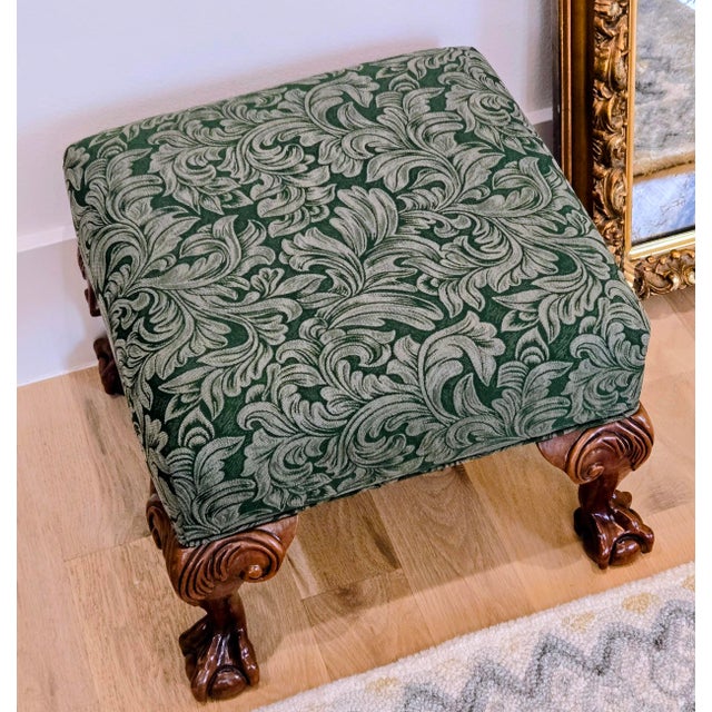 1980s Vintage Hickory Chair Chippendale Ball & Claw Mahogany Footstool - Marshall Field & Co. For Sale - Image 5 of 9