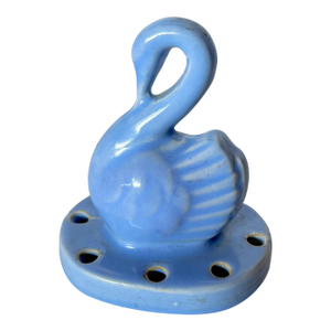 Vintage Perwinkle Swan Flower Frog by Shawnee Pottery