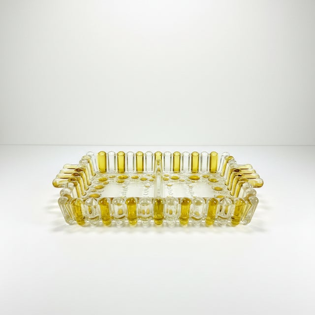 1970s Vintage Bolero Crystal Plate in Yellow and Clear Glass by Walther Glass, 1970s For Sale - Image 5 of 5