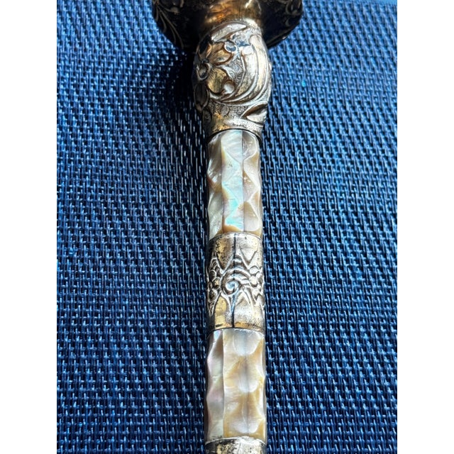 Two Large Magnifiers With 19th Century Gilded and Mother-Of-Pearl Handles For Sale - Image 4 of 6