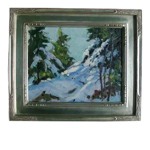 Mid 20th Century Oil Painting on Board - New England Snow Scene by Bernard Corey (1914 - 2000)