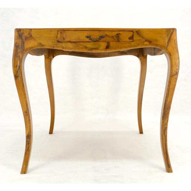Fine Burl Olive Wood Elegant Italian Square Game Table MINT For Sale - Image 10 of 15
