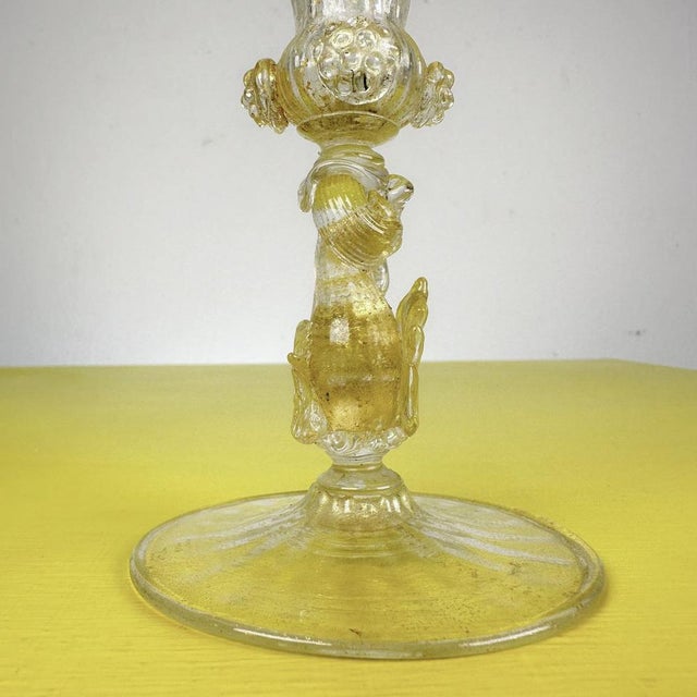 Glass Vintage Murano Glass Candlestick from Barovier & Toso For Sale - Image 7 of 9