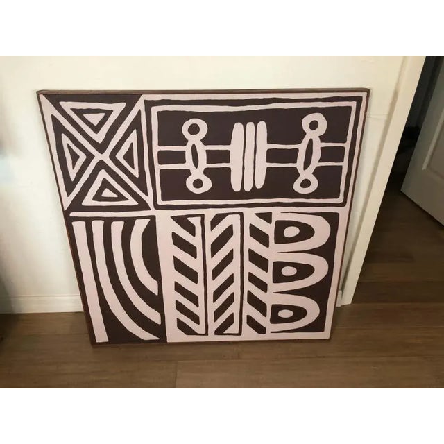 Mid-Century Modern 1970s Large Mid Century Geometric Abstract Painting For Sale - Image 3 of 12