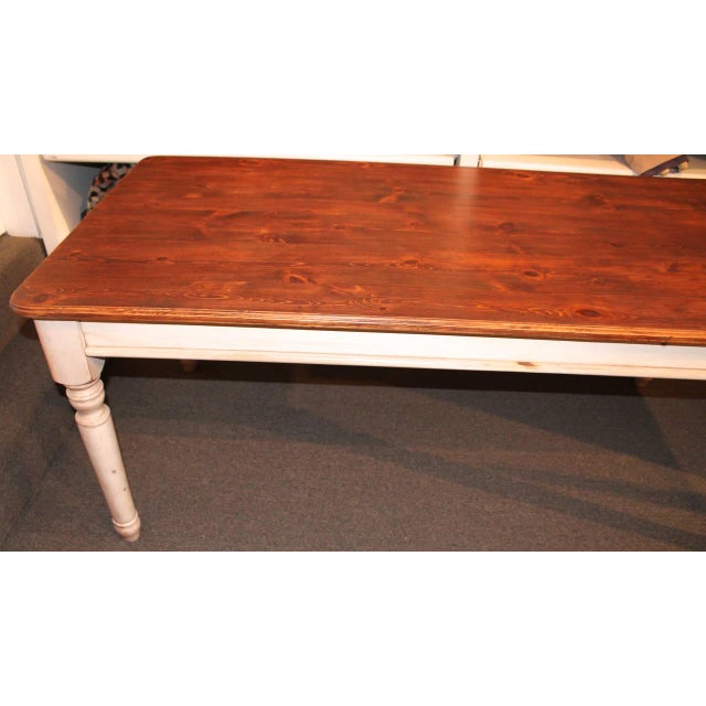 Late 20th Century Fantastic 20th Century Handmade and White Painted Base Harvest Table For Sale - Image 5 of 8