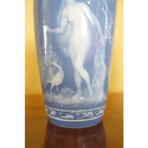Limoges, France Pair of Antique Limoges Pâte-Sur-Pâte Blue Porcelain Vases For Sale - Image 4 of 13