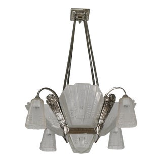 1930s Ejg Jean Gauthier French Art Deco Chandelier For Sale