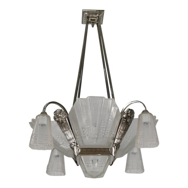 French Art Deco Chandelier by Jean Gauthier 1930 France For Sale