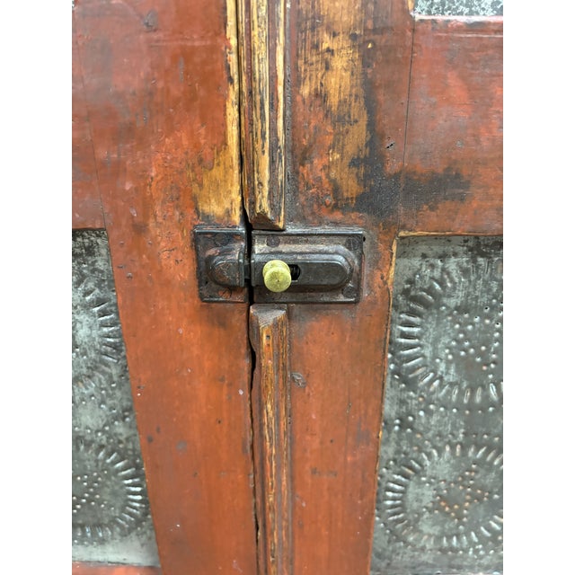 Antique Rustic Early American Punched Tin Pie Safe Jelly Cupboard Pantry For Sale - Image 12 of 13