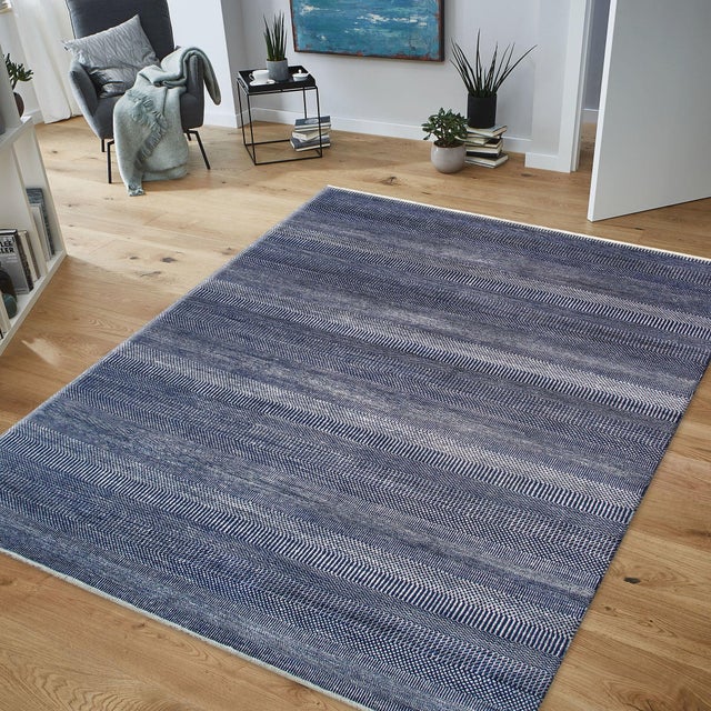 Pasargad Home Transitional Navy Area Rug, 5'10'' X 9' 6'' For Sale In New York - Image 6 of 6