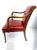 Mid 20th Century Red Leather Armchair With Curved Wood Arms and Brass Nailhead Trim For Sale - Image 12 of 12