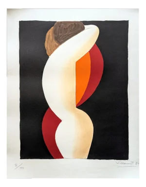 Bernard Villemot, Couple Embracing, Color Lithograph, 1980s