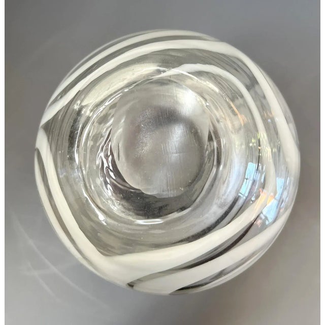 1970s Hand Blown Amethyst Purple White Art Glass Vase For Sale - Image 9 of 10