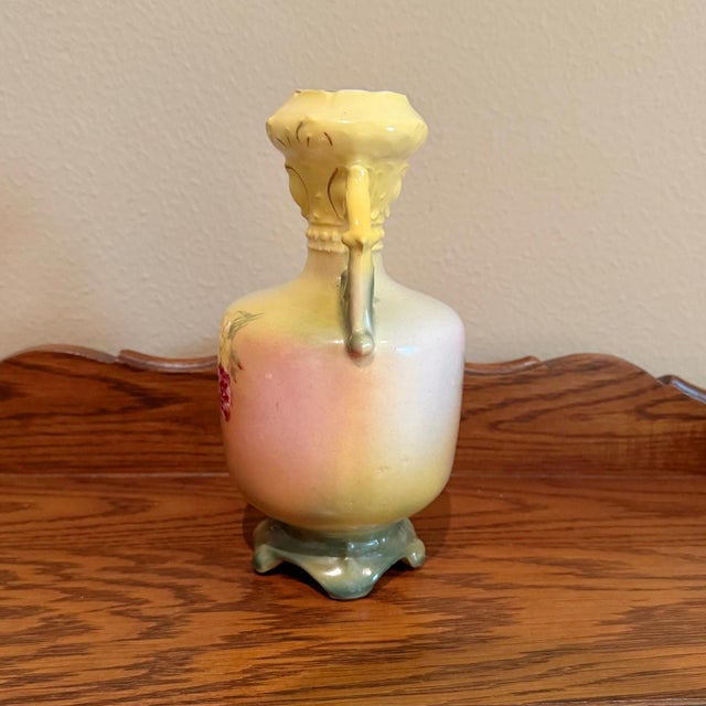 Antique Austrian Amphora Vase With Rose Decoration For Sale - Image 4 of 6