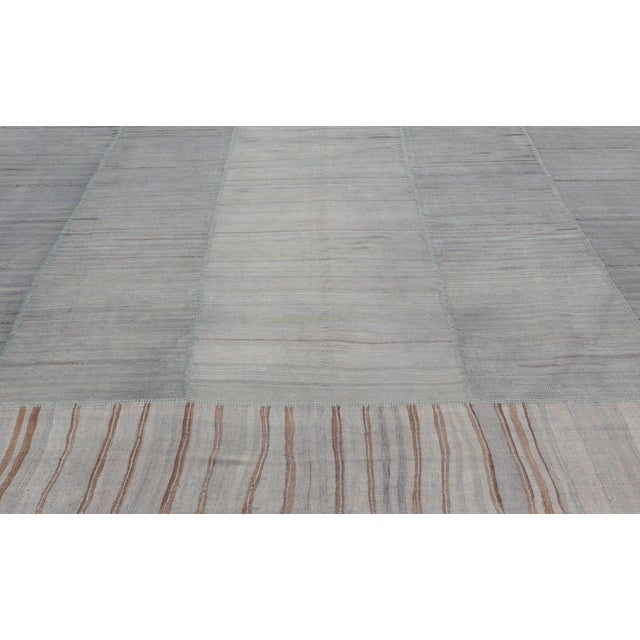 Vintage Turkish Kilim Rug With Striped Patterns in Muted Tones 13'2 X 16'0 For Sale - Image 9 of 14