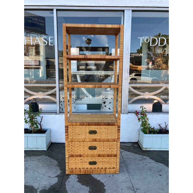 Boho Chic Bielecky Brothers Rattan Etagere Chest For Sale - Image 3 of 13