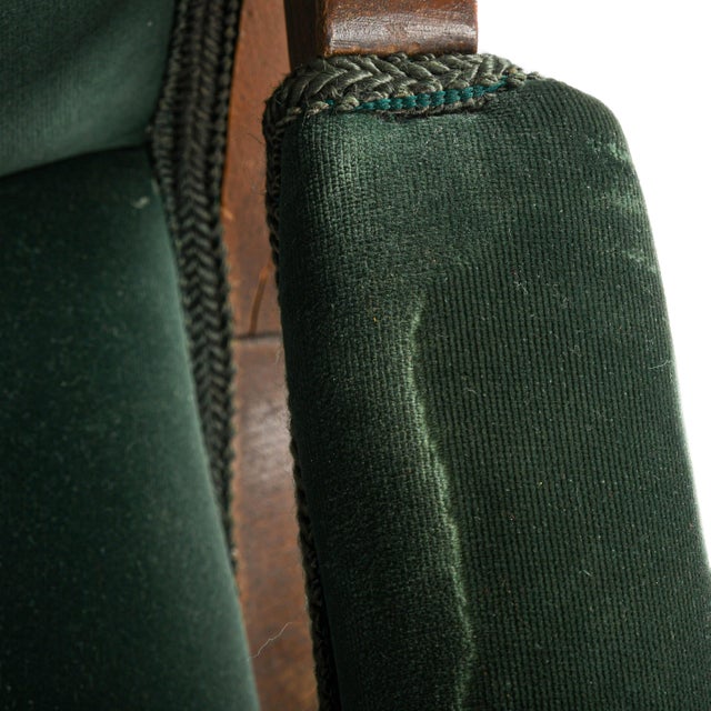 Antique Eastlake Carved Walnut Platform Rocking Chair With Green Velvet Upholstery For Sale - Image 9 of 9