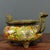 Vintage Yellow Ground Cloisonne Enamel Bronze Censer, Two-Handle Tripod Incense Burner For Sale In Los Angeles - Image 6 of 9