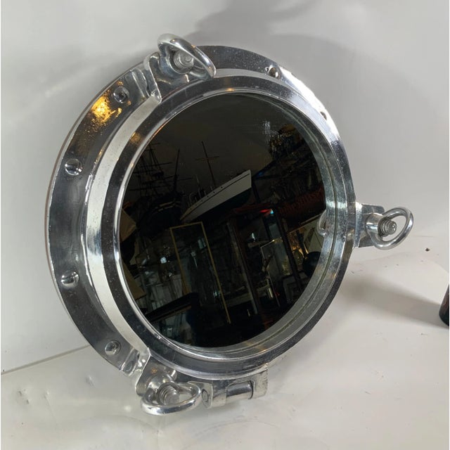 Aluminum Ship's Porthole Mirror For Sale - Image 4 of 10