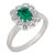 Vintage Colombian Emerald Diamond 18k White Gold Cluster Ring, Size 7.25 For Sale