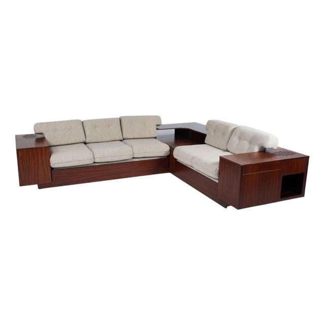 Large Corner Sofa with Built-in Cabinets, 1960 For Sale