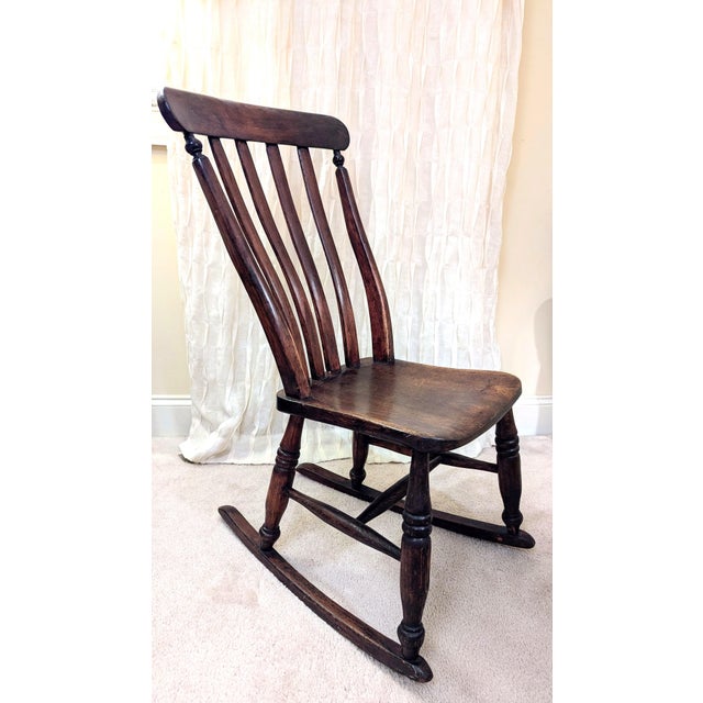 American Antique Rocking Chair Sewing Rocker Maple & Oak 19th Century For Sale - Image 3 of 14