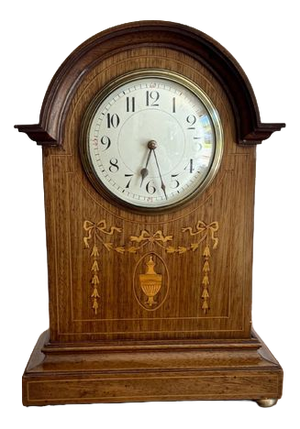 Antique Edwardian Mahogany Inlaid Mantle Clock, 1900s