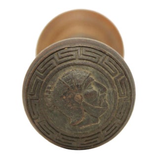 Pair of Antique 1880s Mallory Wheeler Warrior Wood Door Knobs For Sale