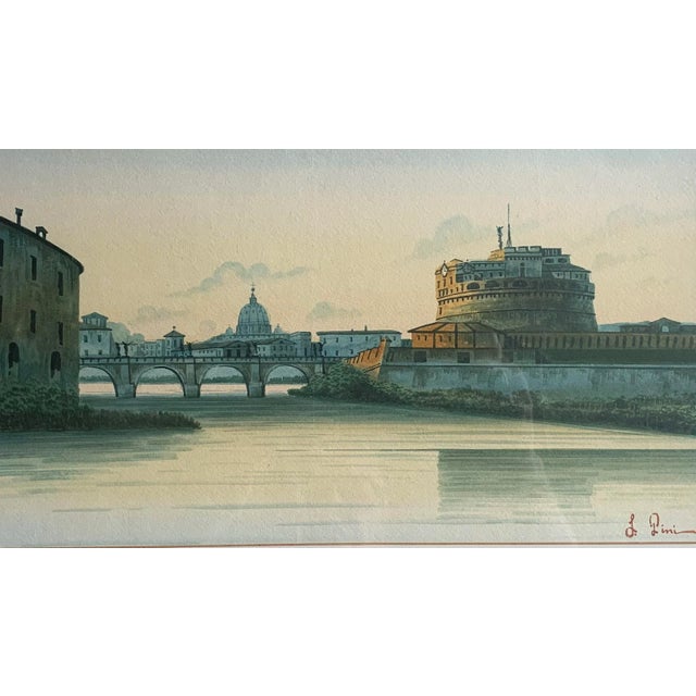 Beautiful, original watercolor of a Venitian scene. In original gold frame, signed to the lower right. Image measures...