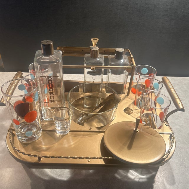Mid-Century Modern Mid 19th Century Mid Century Modern Table Top Bar Set - 13 Piece For Sale - Image 3 of 5
