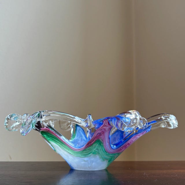 Late-20th Century Murano, Italy Free Form Art Glass Bowl For Sale - Image 12 of 18