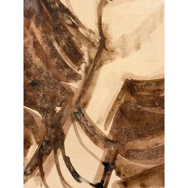 Migneco, Female Figure, 1970s, Ink on Canvas, Framed For Sale - Image 3 of 8