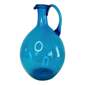Vintage 1960s Blue Glass Jug