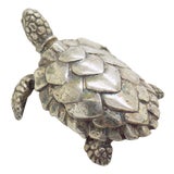 Vintage Italian Handmade Genuine Sterling Silver 925 Loggerhead Sea Turtle Figurine, 1980s For Sale