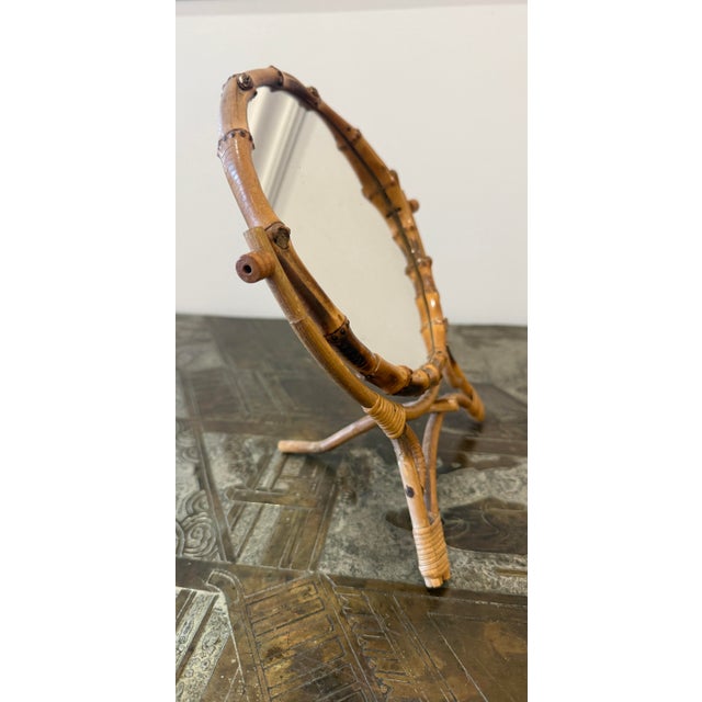 Mid 20th Century Vintage French Bamboo Mirror For Sale - Image 5 of 12