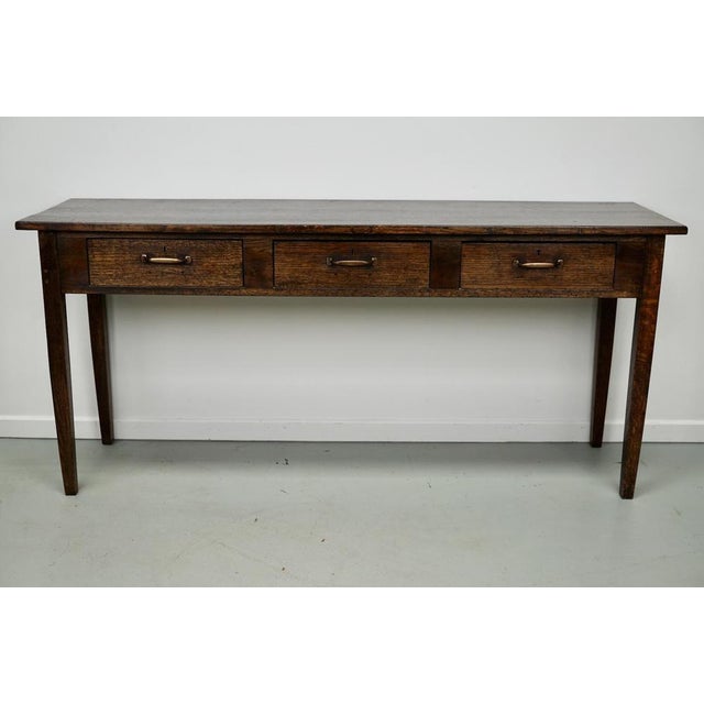 Vintage English Rustic Farmhouse Oak Side Table, 1930s For Sale - Image 5 of 16