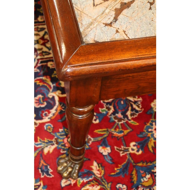 Mahogany Inset Marble Regency Coffee Table Attributed to Theodore Alexander For Sale - Image 10 of 11